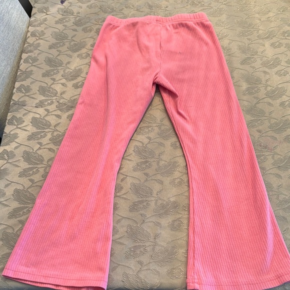 Pink Ribbed Flare Pants - Picture 2 of 3